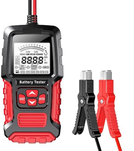 Batterie-Testgerät für Autos mit LCD-Bildschirm, unterstützt verschiedene Säurebatterien einschließlich und GEL-Typen (rot)