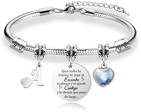 Awyuan Regalos para Mujeres Pulsera de Plata con Letras Iniciales - Regalo Personalizado para Hija, Sobrina, Hermana, Amiga, Adolescente, Madre y Tía (A)