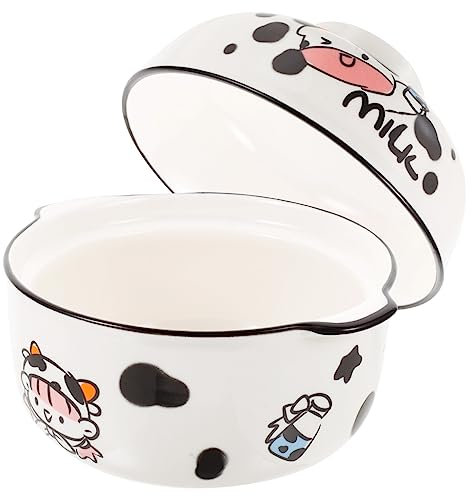 Cabilock 1 Pc bol de saladiers boite stockage alimentaire Bol décoratif corbeille bol de nouilles instantanées Beurrier gardien de beurre Vache porte-aliments bol à dessert céramique