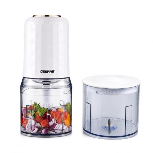 Geepas 400W Mini Food Processor | 500ML Food Chopper, 4 Bi-Level Stainless-Steel Double Blades for Blending & Chopping | Perfect for Salads Salsa Pesto Curry Pastes, Vegetable Meat & Onion Chopper