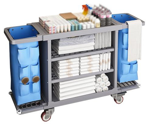 GBPLDMAQ Carrito de Lavandería Material PP Engrosado, Cesta Plegable para la Ropa Sucia con Ruedas, Ruedas Universales Flexibles para Limpieza de Conserjería de Escuelas de Negocios(Gray)