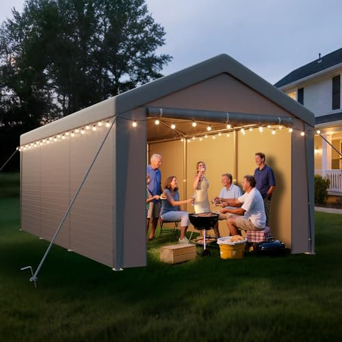 arvioo Gazebo con 2 pareti laterali e 2 ingressi, per creare una soluzione temporanea di stanza, 3 x 6 m, XL, tenda da magazzino, tenda per attrezzi, resistente al vento, impermeabile, resistente ai