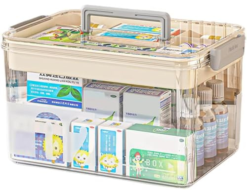 Yongheng Medicine Box, Caja para medicinas,Caja medicinas grande, Cajas medicamentos, multifunción Organizador medicamentos con asa, para hogar al aire libre (Blanco-m)