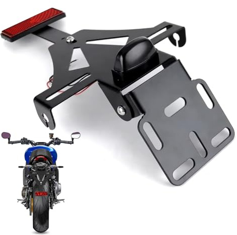 Registreringsskyltshållare, aluminium motorcykel registreringsskylthållare, justerbar nummerplåtshållare för universal, med registreringsskyltsreflektor, kompatibel med de flesta motorcyklar