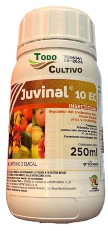 Insecticida concentrado piriproxifen 10% 250ml. Contra mosca blanca, piojos, insectos chupadores, cochinillas, caparretas...juvinal 250