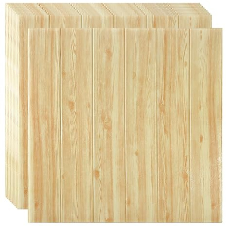 3D Wall Panels Peel and Stick, Waterproof Foam Wallpaper - 20 Pcs, Faux Wood Grain Self-Adhesive Wall Sticker for Interior Decor, 105.5 Sq Ft