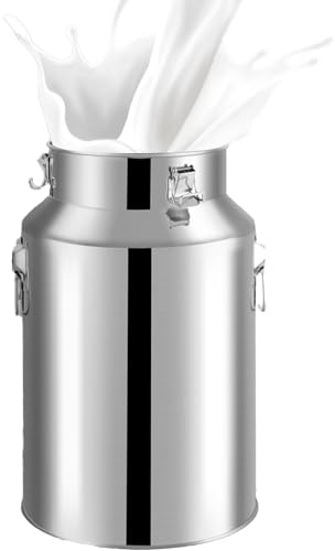 Adima 201 Contenitore da Trasporto in Acciaio Inossidabile Secchio Bricco per latte in acciaio inox con coperchio sigillato resistente Lattine Di Latte per latte e vino liquido,5L