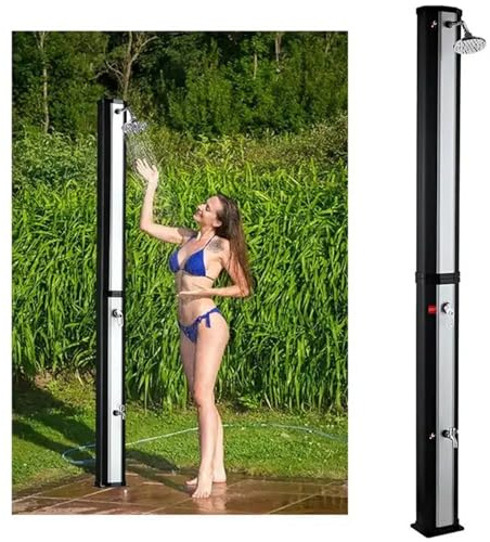 Douche extérieure autoportante avec tête pivotante à 180° pour piscine, spa, camping et jardin