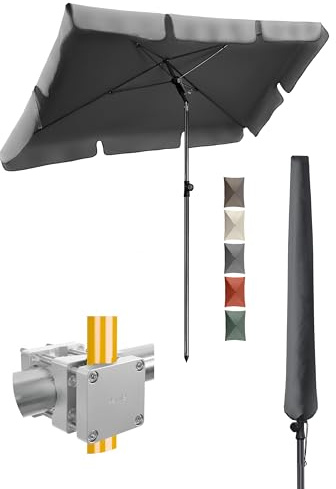 4smile Sonnenschirm Balkon SET – Balkonschirm rechteckig mit UV50+-Schutz, inkl. Sonnenschirmhalter Balkongeländer und Schirmhülle – passend für Terrasse & Balkon