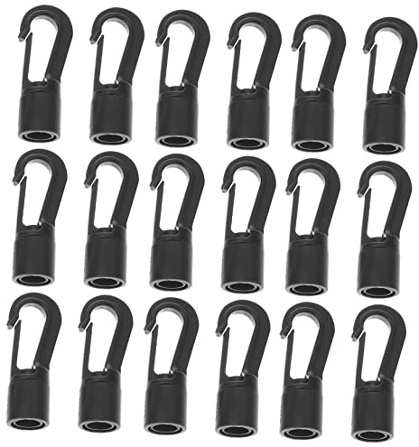 TOYZFRIENDY 25pezzi Ganci Per Cavi Elastici Nero Resistenti e Antiusura Terminali Per Corde Elastiche Per Campeggio Kayak e Accessori Outdoor