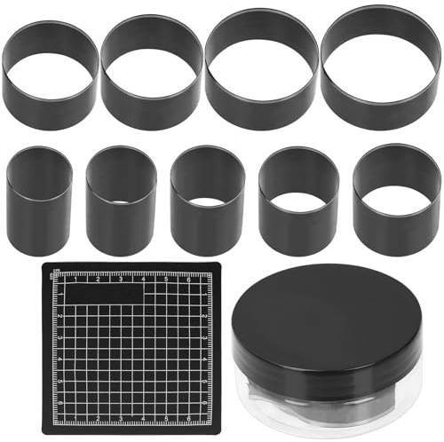 Swpeet 10pcs 9 storlekar hög kolstål läder hål skärverktyg med gummi linjal matta sortiment kit, läder cirkel skärverktyg, skär dör, hålig stansning för DIY hantverk