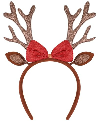 Zimocepuz Rentierhorne Kopfband, Rentiergeweih Haarreif Mit Rentierohren Für Kinder, Weihnachts Haarreif, Halloween Weihnachts Tier Cosplay Partys