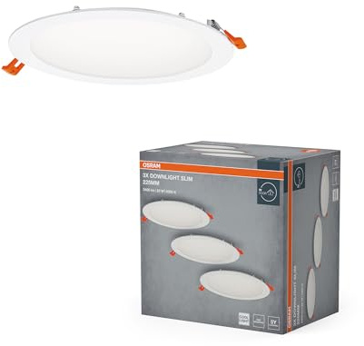 Osram Essential LED Einbaustrahler Slim 225mm 22W 4000K Weiß | LED spot and downlight recess slim, Spot lights and ceiling spots, Weiß, 225 mm dia, 25000 h, 3-Pack