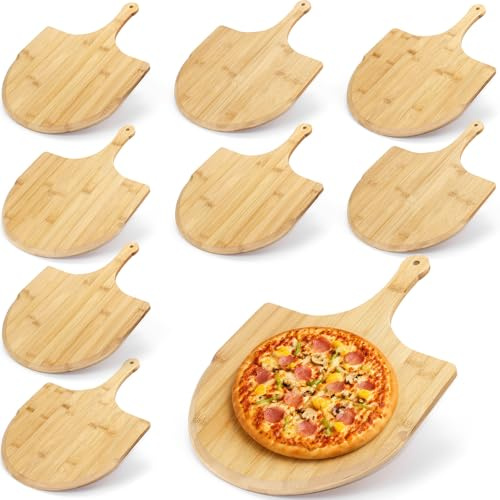 9 Pcs Wooden Pizza Peel 40 cm Wooden Pizza Peel Cutting Board Pie Platters Paddle Spatula with Handle for Baking Oven Vegetables Fruits Cheese Board Homemade Kitchen Accessory
