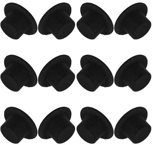 Generisch 12 Kleiner Zylinderhüte Schwarz zum Basteln Miniaturhüte für Selbstgemacht Schneemann Ornamente Puppendekoration und Weihnachtsdeko