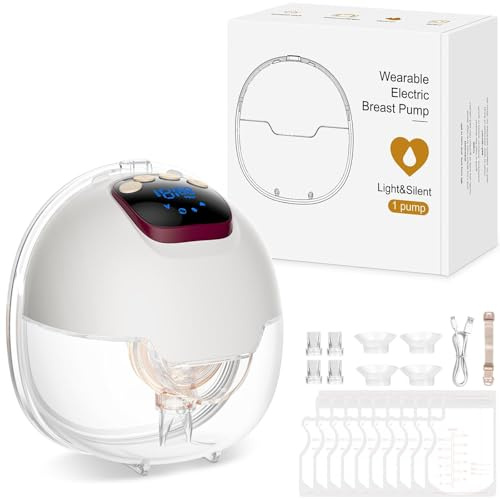 Sacaleches Eléctrico Manos Libres 4 Modos y 15 Niveles Sacaleches Electricos con Pantalla LED 180ml Extractor de Leche Materna con Bridas de 18/20/22/24 mm (1 Pieza)