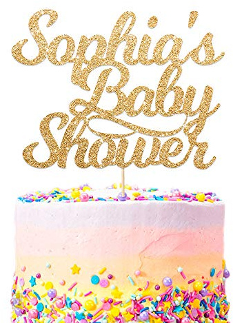 Howson London Personalised Multicoloured Glitter Cake Topper - Double Sided, Welcome Baby Shower Party, Custom Name Reveal, Hand Finished in UK