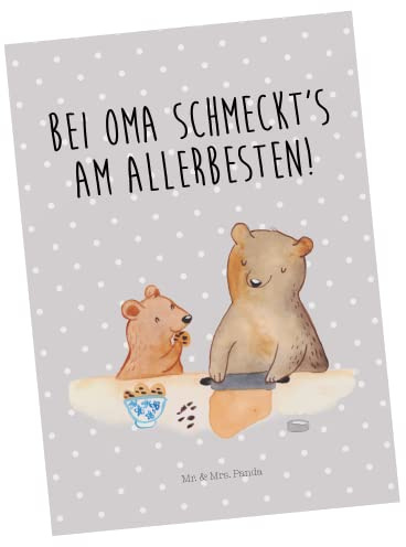 Mr. & Mrs. Panda Postkarte Oma Backen - Geschenk, Omi, Bären, Ansichtskarte, Ansichtskarten, Muttertag, Kochen, Großmutter Kekse, Fotokarte, Grußkarte, Postkarten