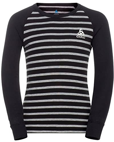 Odlo Thermounterwäsche Kinder Active Warm Stripes I Sportunterwäsche Mädchen Jungen I Langarm Thermoshirt