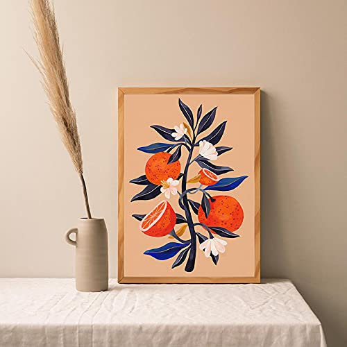 Orangenbaum Obst Botanische Illustration Poster Kunstdruck Küche Wanddekoration Bild Leinwand Malerei Wohnkultur19,6 x 27,5 (50 x 70 cm) Kein Rahmen