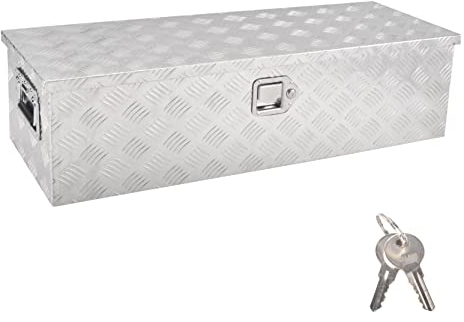 GESEXI 39 Inch Aluminum Tool Box,Heavy Duty Waterproof Truck Bed Tool Box with Side Handle, Lock & Keys,Silver (39X13X10)