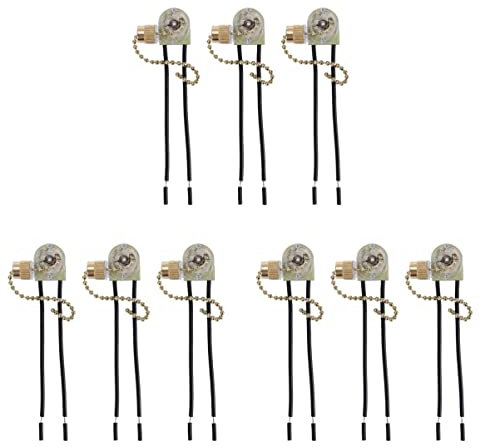 Uonlytech 9-teilige Deckenkabel-Lampenkette, Licht- Hotel-Ein- -Kette, Schalter, Lampenverlängerung ein/für Ventilatoren, Lüfterschalter, Schulen, goldenes