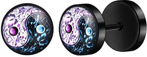 feilok Edelstahl Herren Ohrstecker Damen Ohrringe braun creolen Fake Plugs Ohr Cheater Tunnel Gauges Ohr Tai Chi