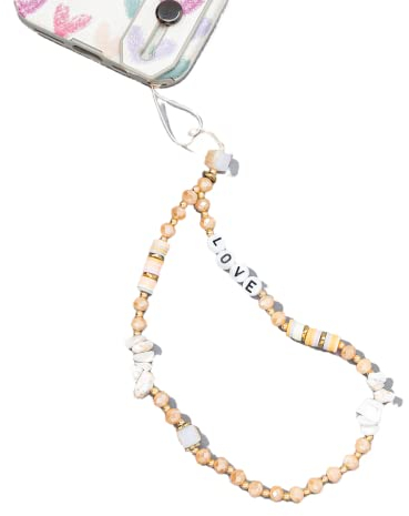 Böhmische Anti-verlorene Handykette, Handschlaufe Lanyard Bunte Perlen Telefon Anhänger Liebe Herz Buchstabe Handgelenkschlaufe Perlen Kette Handyanhänger Taschenanhänger Für Frauen Mädchen,Gelb