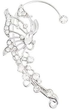 BSLVWG 2-Stücke Elfen Manschette Ohrringe - Silber Schmetterling Hohl Wrap Ohrringe Ohne Piercing für Frauen Mädchen