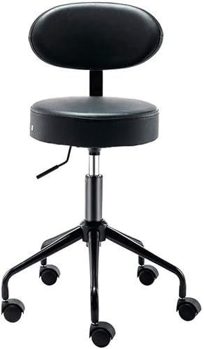 Rollhocker, Hocker auf Rollen, Kosmetikhocker auf Rollen, Massagehocker mit Sitz aus braunem PU-Kunstleder, höhenverstellbar 45–55 cm, Tragkraft 160 kg, Master of Mas (Stil Nr. 4) The New