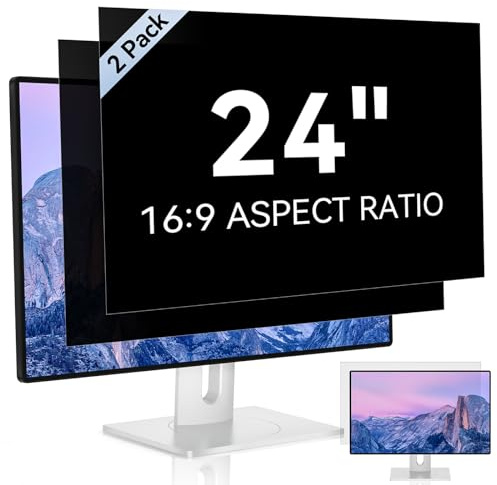 [2 Pack] 24 Inch Computer Privacy Screen for 16:9 Aspect Ratio Widescreen Monitor, Eye Protection Anti Glare Blue Light Computer Monitor Privacy Filter, Removable Anti-Scratch 24in Protector Film
