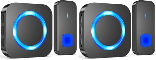 SURFOU N2 Wireless Doorbell, Black, 1 Receiver + 1 Button (Pack of 2)