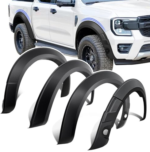 JHCHAN Kotflügelverbreiterung Fender Flares 5 Zoll für T9 2023-2026 Ford Ranger Wildtrak X Wildtrak Zubehör Deluxe-Modell Radkastenverbreiterung (MIT PDC)