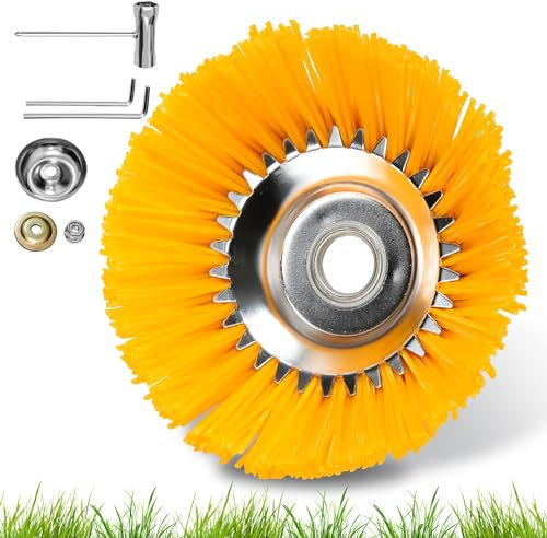 Randaco Unkrautbürste, 200 mm x 25,4 mm, Nylon-Borsten, Wildkrautbürste für Rasentrimmer, Motorsense, Freischneider gegen Unkraut, Moos, Verunreinigungen,Wildkrautbürste für Gärten, Rasen usw
