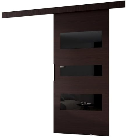 MINIO go for it - Schiebetür Komplettset CLEAN C Schiebetüren 86 cm Breit | Wandmontage, Schiebetürsystem, Zimmertüren - Wenge
