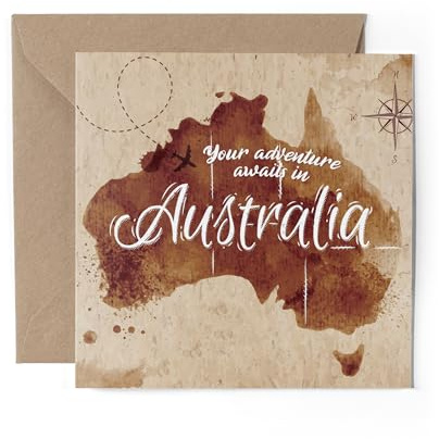 1 x Australien-Grußkarte – australische Karte unten unter der Flagge, Reisen, Urlaub, Sehenswürdigkeiten, Oz Gap Year Student Celebration #81596
