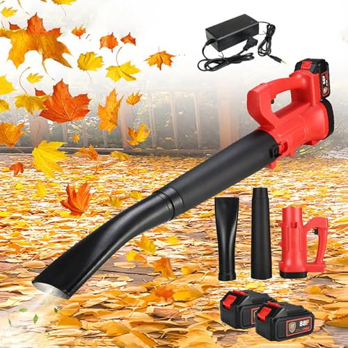 HDaspijh Leaf Blower Cordless, 2800W Rechargeable Lithium Battery Powered Garden Blower for Patio Cleaning, Lawn Care, Blowing Leaves, Snow & Dust, 6-Speed Control, 2.3Kg Lightweight, Low Noise