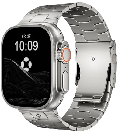 FiNESTONE Titanband for Apple Watch Ultra & Ultra 2 - 49mm Justerbart Titanium Band - Lätt Rem for iWatch
