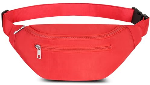 Bauchtasche Gürteltasche Hüfttasche für Herren Damen Wasserdicht Stylisch Unisex Bum Waist Fanny Pack für Outdoor Sport Reise Wandern Hundetraining (Rot)