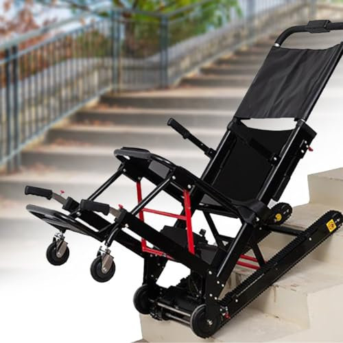 HZWJD Mobile Tragbare Treppen,Für Ältere Menschen Zum Treppensteigen,Elektrischer Treppensteiger,Mobiler Lift Stair Chair,Inklusive Akku Und Ladegerät,24V13ah Black