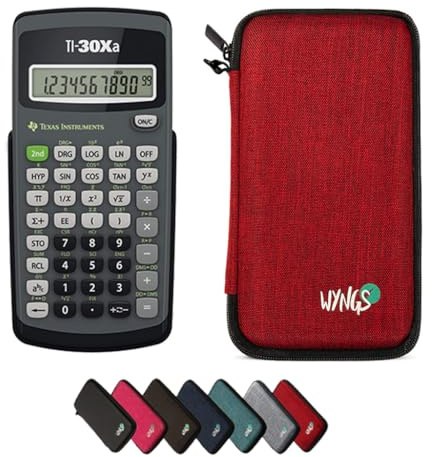 TI-30Xa inkl. WYNGS Schutztasche Rot - Wissenschaftlicher Taschenrechner - Basic Set