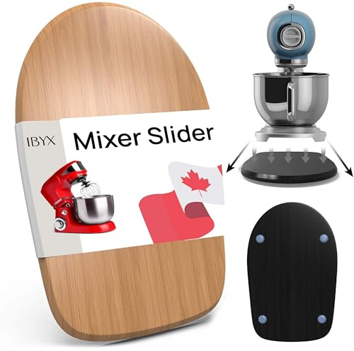 Ibyx Sliders Compatible with KitchenAid 4.3 L, Natural, 23 x 37 x 2 cm | Bamboo, rubber wheels, smooth pull-out access, supports kitchen accessories and air fryer accessories, for 4.3 L mixers