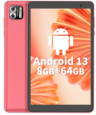 VASOUN Tablet 8 Inch Tab 8 Tablets Android, Octa Core 8GB RAM 64GB ROM Expand to 1TB, 5G WiFi,1280x800 HD IPS Screen 5000mAh Battery,Dual Camera,Tablet PC with Bluetooth,Type C(Pink)
