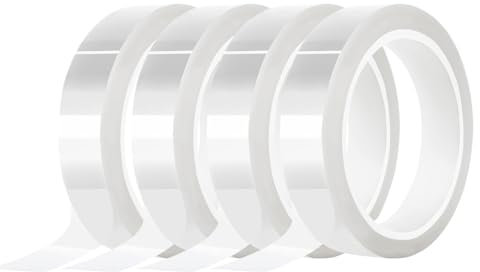 Uadme Nastro Termico per Sublimazione, Nastro Trasparente Resistente al Calore alle Alte Temperature per Pressa a Caldo, Nastro Termico per Trasferimento di Calore Nessun Residuo (10mmx33m 4 rotoli)