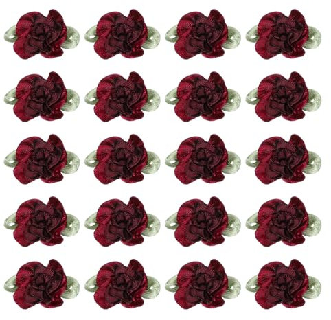 PATIKIL 1 Nastro Fiori Fiocchi Artigianato, 20Pz Mini Rose Raso Fiori Piccoli Teste Fiori Tessuto Fai da Te Applicazioni Cucito per Regalo Matrimonio Ornamento Sposa, Viola/Bordeaux
