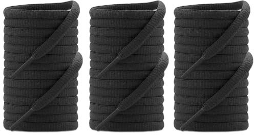 UamGlsob 3 paia di lacci per scarpe da ginnastica, 6 mm sottili lacci piatti di ricambio per scarpe da corsa e da sportive (Black, 54/140cm)