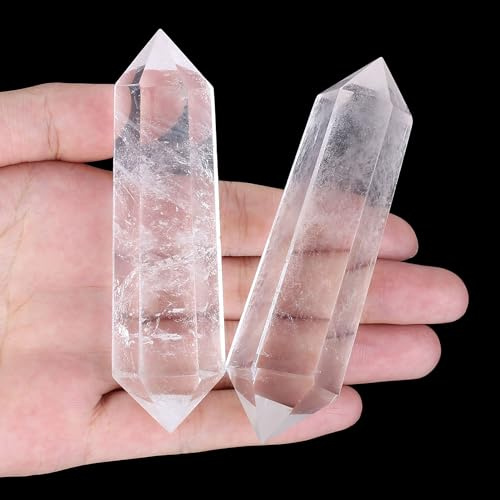QINJIEJIE Groß Kristalle Steine Bergkristall Sechseckige Edelsteine Heilsteine Natürliche Hexagonal Punkte Kristall Reiki Meditation Edelstein 8-9cm 1PC
