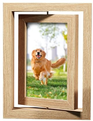 Whoiy Bilderrahmen 13x18 Echtholz, Fotorahmen Doppelseitig Horizontal & Vertikal für Tischdisplay Familie Freund Hochzeit Geschenke