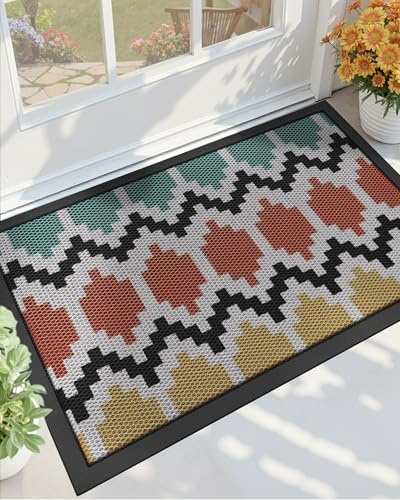 COLOR&GEOMETRY Fußmatte Außen Schmutzfangmatte 80x120cm, Stilvolle Design Fussmatte mit Modernem Muster, rutschfest & Wetterfest – Waschbare Fußmatte Außen für Eingang, Terrasse, Balkon, Haustür
