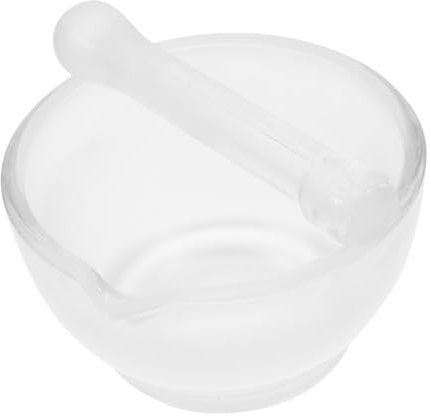 Cabilock Mortero y Mortero de Vidrio 90 Ml Transparente, Resistente al Calor, Base Antideslizante, para Triturar Especias y Medicamentos, Utensilio Multifuncional de Cocina y Laboratorio